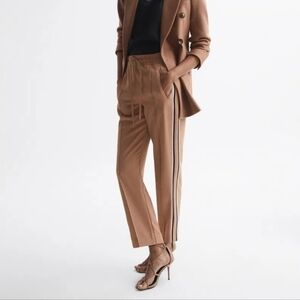 REISS Tre Taper Cream Side Stripe Pull-On Women Trousers